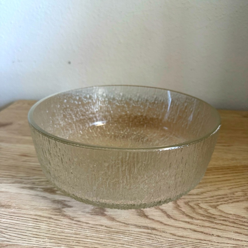 Indiana Glass Crystal Ice Tree Bark 9.5”‎ Salad Serving Bowl Mid Century Vintage